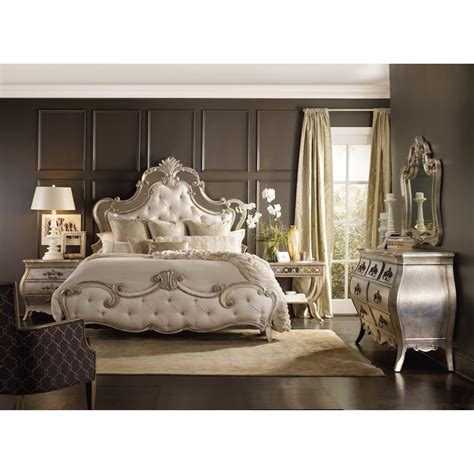 Hooker Furniture Sanctuary 5413 90850 Queen Upholstered Silver Leaf Bed
