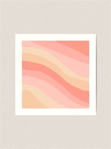 Rainbow Cute Pastel Peach Wave Pattern For Kawaii Aesthetic Art Print
