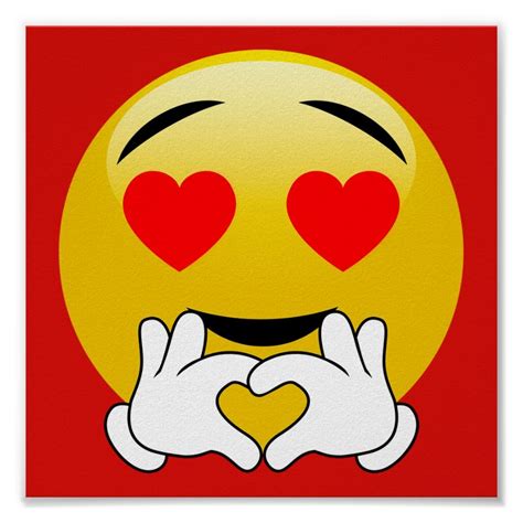 Heart Emoji With Love Hands Red Poster Heart Emoji