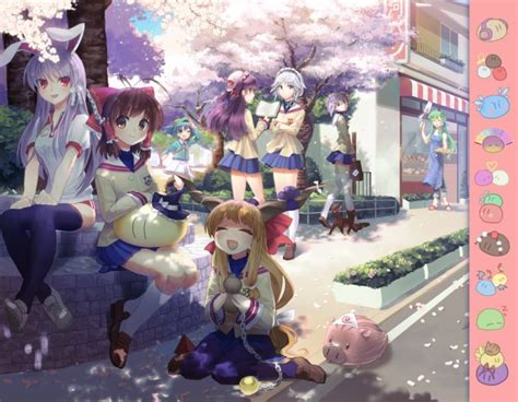 Brunettes Blondes Video Games Touhou Cherry Blossoms