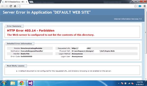 Asp Net IIS Error Forbidden Stack Overflow