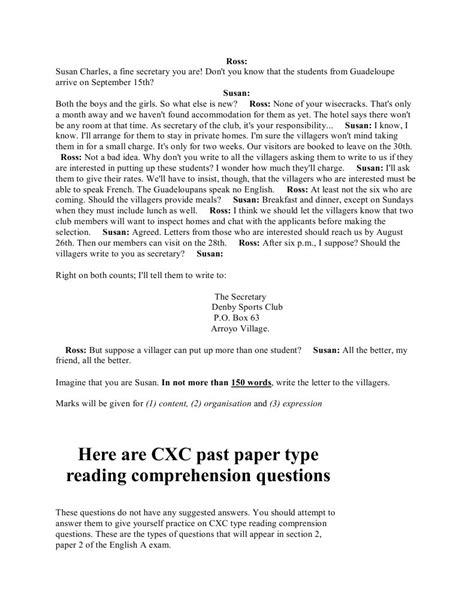 Cxc English Pass Paper