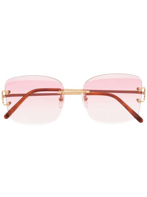 Cartier Eyewear Square Frame Gradient Sunglasses Farfetch