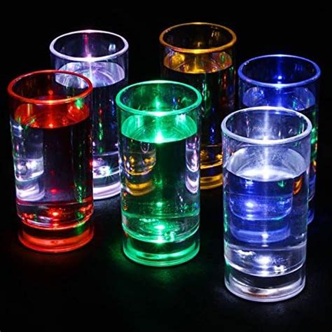 Bardrinkstuff Liquid Activated Flashing Shot Glasses 21oz 60ml Pack Of 6 Light Up Shot