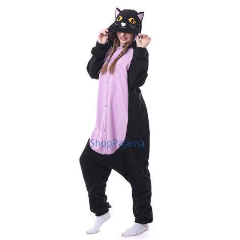 Lounging around in a onesie to keep warm and cosy, is always good but they are great for themed parties and an easy dressing up option. Black Kitty Cat Onesie Kigurumi Pajama For Adult Costume