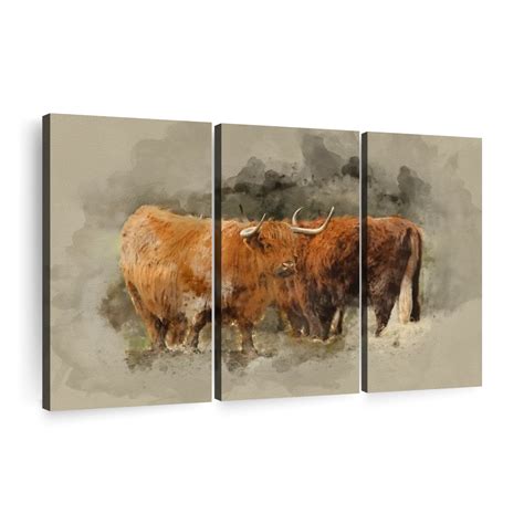 Highland Cows Wall Art Watercolor