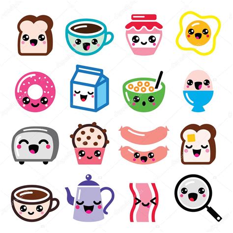 Conjunto De ícones De Personagens De Desenhos Animados Japoneses Kawaii