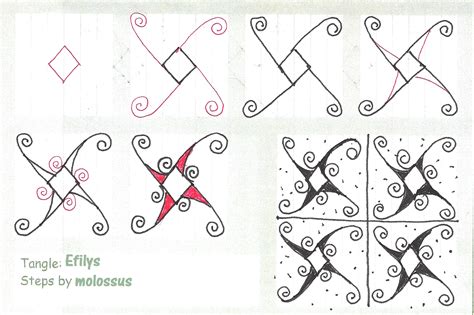 How to draw tangle pattern mintea (zentangle). My tangle pattern: Efilys