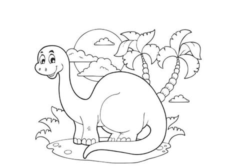 Mewarnai Dinosaurus Kartun Gambar Putih