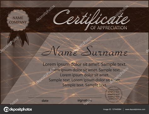 Certificate Of Appreciation Template Elegant Background Winning The