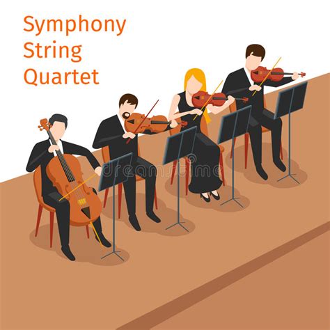 Vector Sinfónico Del Cuarteto De Cuerda De La Orquesta Ilustración Del