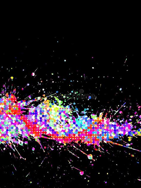 Colorful Acrylic Paint Splatter Blob On Black Background Neon Stock