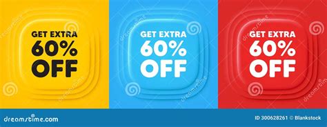 Get Extra 60 Percent Off Sale Discount Offer Sign Neumorphic Offer