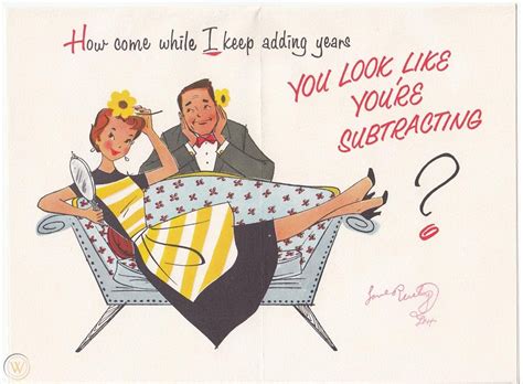 Vintage Greeting Card Birthday Cute Couple Norcross People Housewife