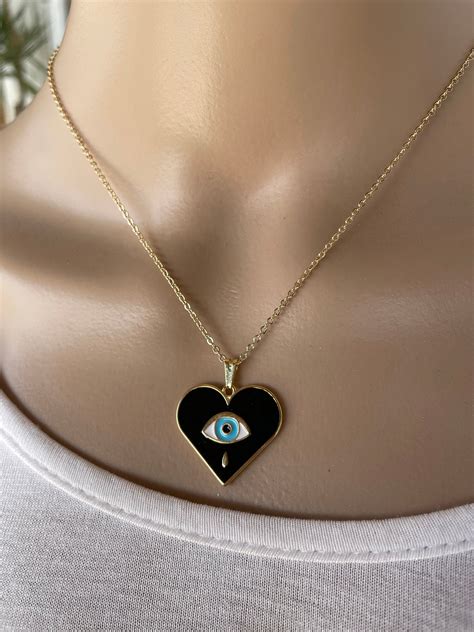 Gold Filled Evil Eye Heart Necklace Gift For Her Etsy In Gift