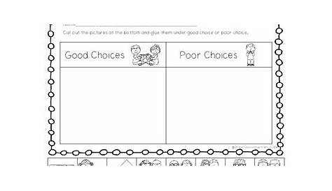 good and bad choices worksheet