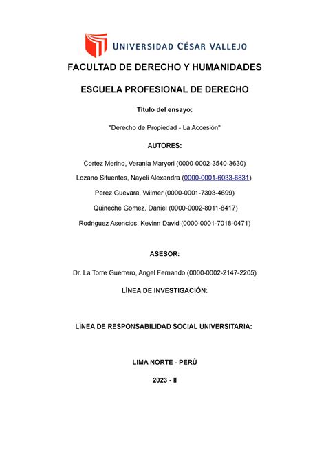 Ensayo Derechos Reales Facultad De Derecho Y Humanidades Escuela