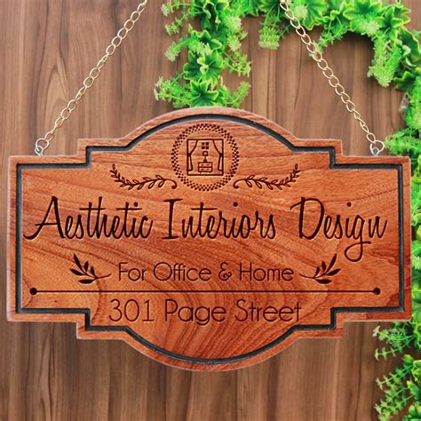Office Name Plates For Interior Designers Business Sign Hanging Wood