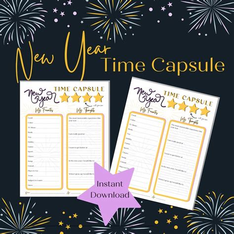 New Years Eve Time Capsule For Kids Printable Etsy