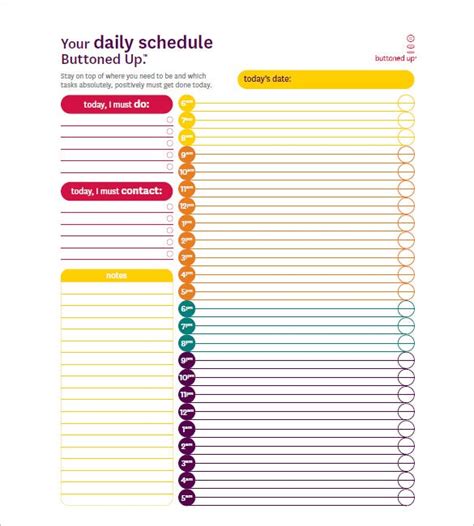 9 Hourly Schedule Template Doctemplates