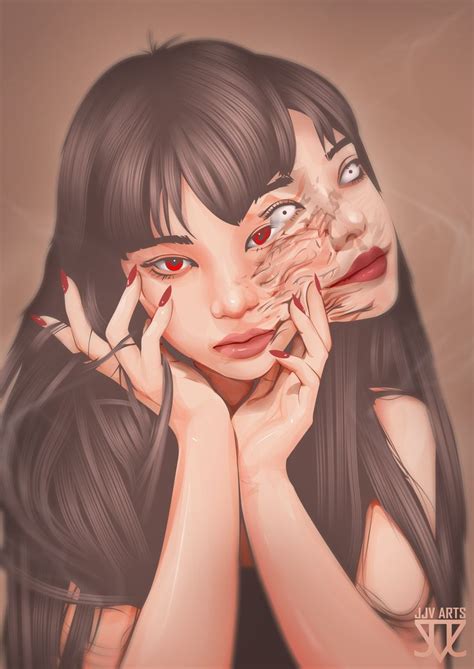 Tomie Vector X Vexel Art Anime Junji Ito Two Faced Girl Drawing