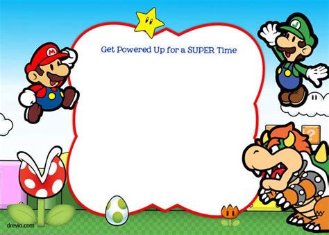 Blank Super Mario Invitations Template Free
