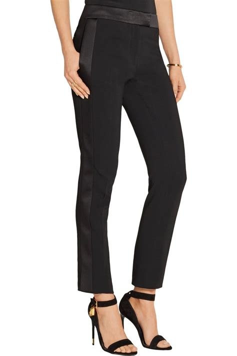 Lyst Tom Ford Satin Trimmed Stretch Cady Straight Leg Tuxedo Pants In