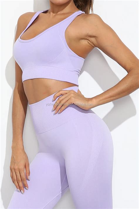 Customized Seamless Yoga Sets 2 Two Piece Sports Suit Leggings Fitness Top Bra Women Yoga Pants