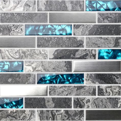 Msi's glass backsplash and glass mosaic tile lineup is a design favorite to enhance a wide range of interior and exterior spaces. TST Glass Tiles Nature Stone Grey Marble Stainless Steel ...