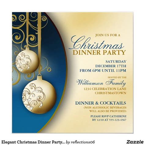 Elegant Christmas Dinner Party Invitation Christmas