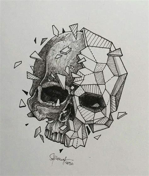 Geometric Skull Sketch Tattoo Drawings Sketch Drawing Idea