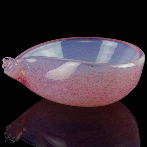 Fratelli Toso Murano Opalescent Pink Spots Italian Art Glass Scroll Shell Bowl Chairish