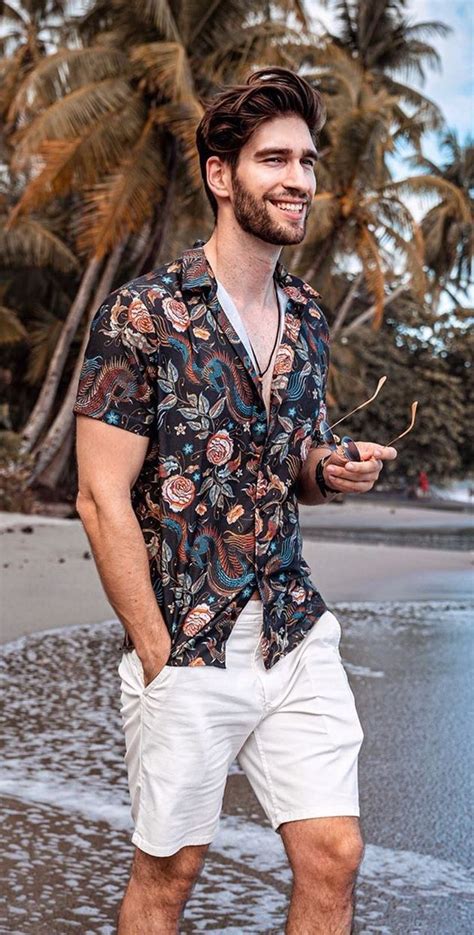 Floral Shirt And Shorts Beach Outfit Summer Outfits Men Beach Beach Wear Men Casual Summer