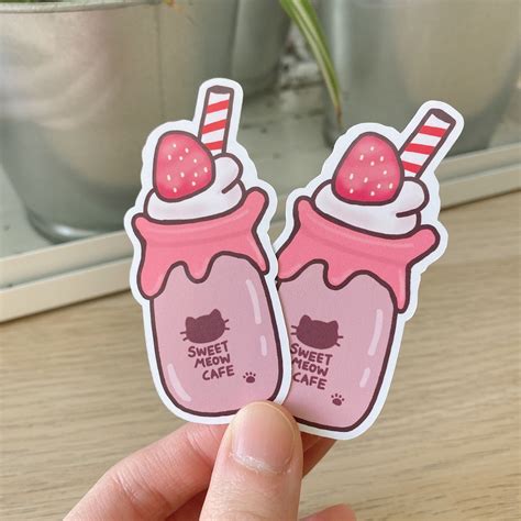 Kawaii Sweets Stickers Cute Stickers Pink Handmade Die Cut Etsy
