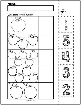 September Apples Cut & Match Worksheets | Numbers 1-5 by preKautism