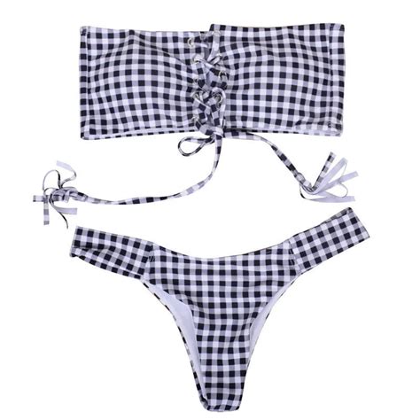 2019 sexy string thong bikini set striped women push up swimwear biquini halter top swimsuit