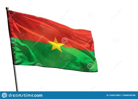 Bandera De Burkina Faso Que Agita En El Fondo Blanco Claro Aislado Foto