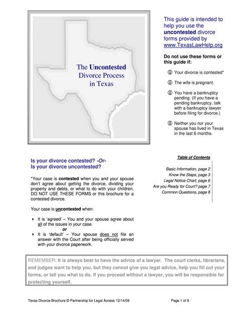 Comprehensive overview of oklahoma divorce laws, oklahoma statutes and guidelines, and oklahoma divorce information and advice relating to the legal, financial and emotional aspects of divorce. TX Divorce Brochure 2009 - Complete Legal Document Online | US Legal Forms