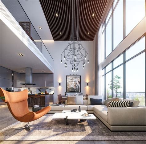 Lighting For Double Height Ceiling In 2020 Luxury Living Room Decor