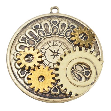 Souarts Antique Gold Color Round Steampunk Gears Charms Pendant For
