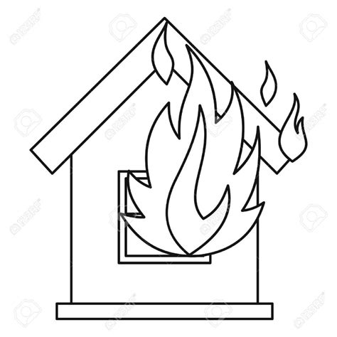 House On Fire Icon. Outline Illustration Of House On Fire Vector