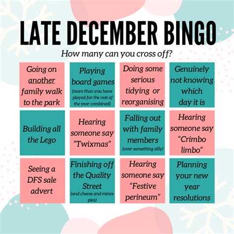 Lets Play Late December Bingo Not Another Mummy Blog