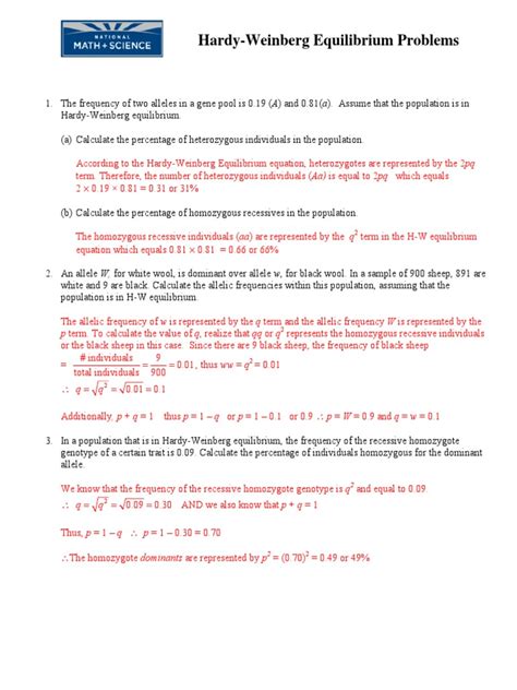 Follow up with other practice problems using human hardy weinberg problem set. Hardy Weinberg Problem Set KEY | Zygosity | Allele