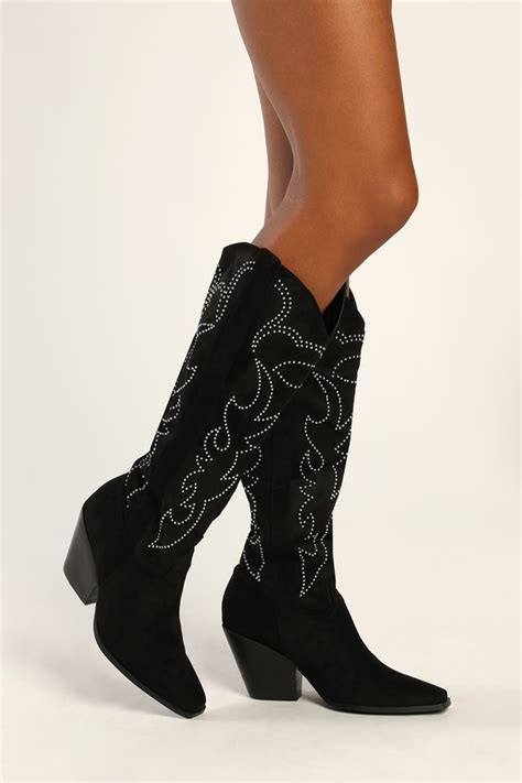 Billini Celara Boots Knee High Boots Black Western Boots Lulus