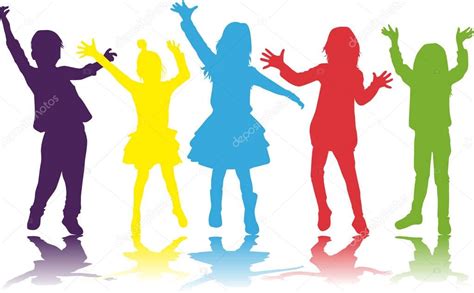 Dancing Children Silhouettes People Conceptual — Stock Vector