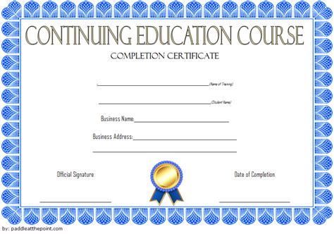 Continuing Education Certificate Template 2 Templates Example
