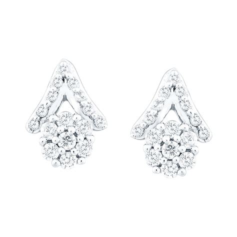 Giantti Silver Diamond Womens Stud Earring Igl Certified 0349 Ct