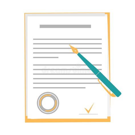 Contract Or Document Signing Icon Document Folder With Stamp Text And
