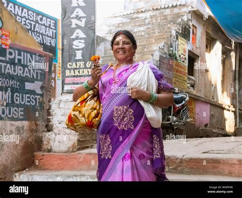 Portrait Of Happy Indian Woman Varanasi Uttar Pradesh India Asia