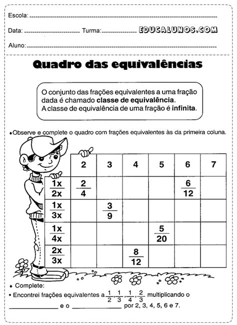 Atividade FraÇÃo Equivalente 5 Ano Pedagogia